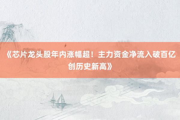 《芯片龙头股年内涨幅超！主力资金净流入破百亿创历史新高》
