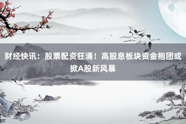 财经快讯：股票配资狂涌！高股息板块资金抱团或掀A股新风暴