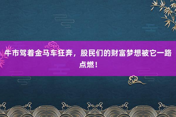 牛市驾着金马车狂奔，股民们的财富梦想被它一路点燃！