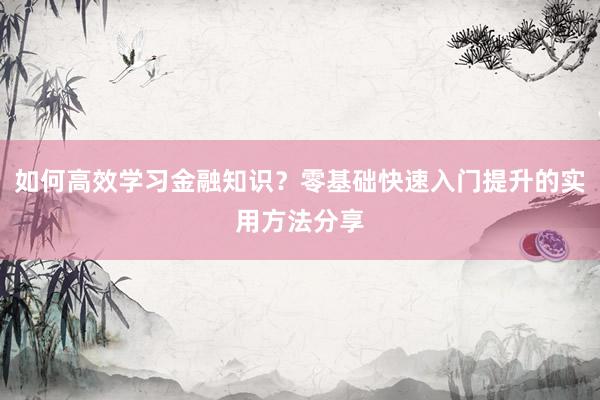 如何高效学习金融知识？零基础快速入门提升的实用方法分享