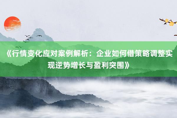 《行情变化应对案例解析：企业如何借策略调整实现逆势增长与盈利突围》