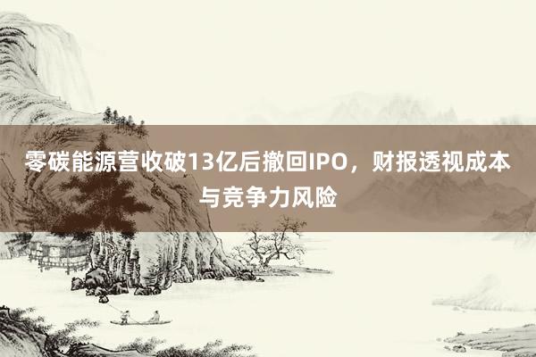 零碳能源营收破13亿后撤回IPO，财报透视成本与竞争力风险