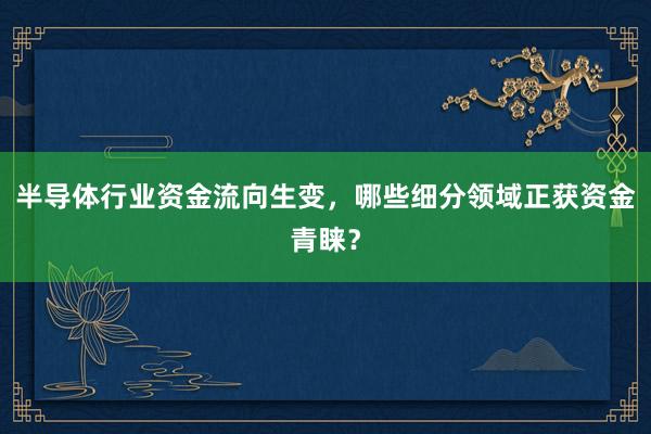 半导体行业资金流向生变，哪些细分领域正获资金青睐？