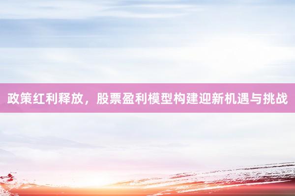 政策红利释放，股票盈利模型构建迎新机遇与挑战
