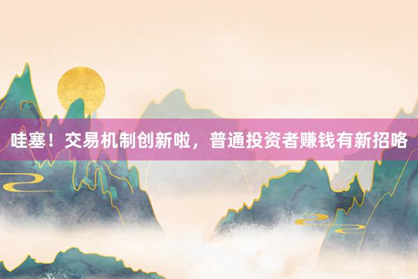 哇塞！交易机制创新啦，普通投资者赚钱有新招咯